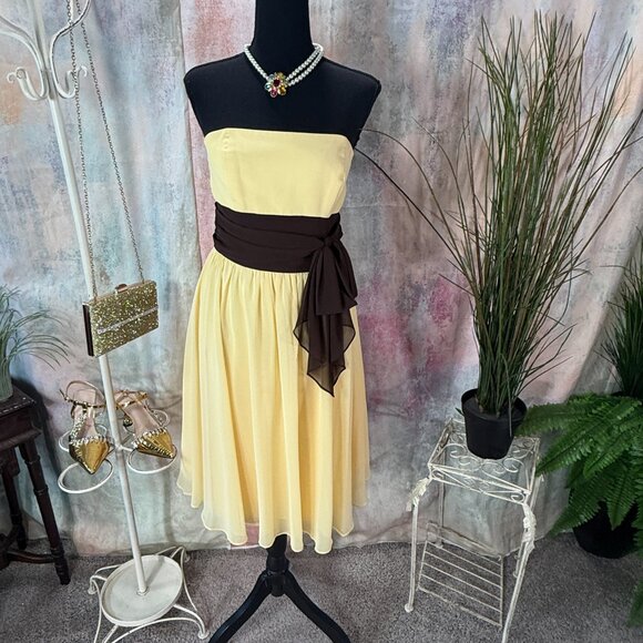 📌Alfred Angelo Strapless Chiffon Formal -Bridesmaid- Cocktail - Party Dress - Picture 1 of 15
